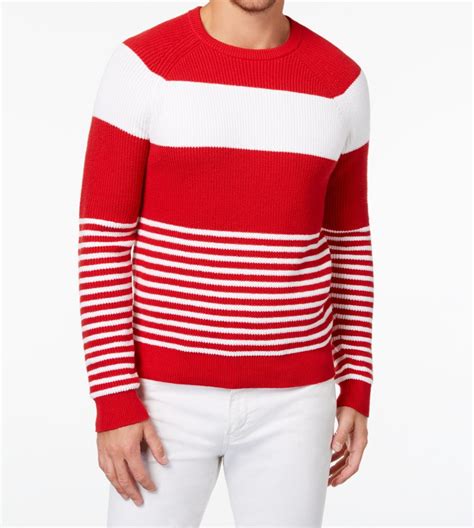 michael kors stripe crewneck sweater mens